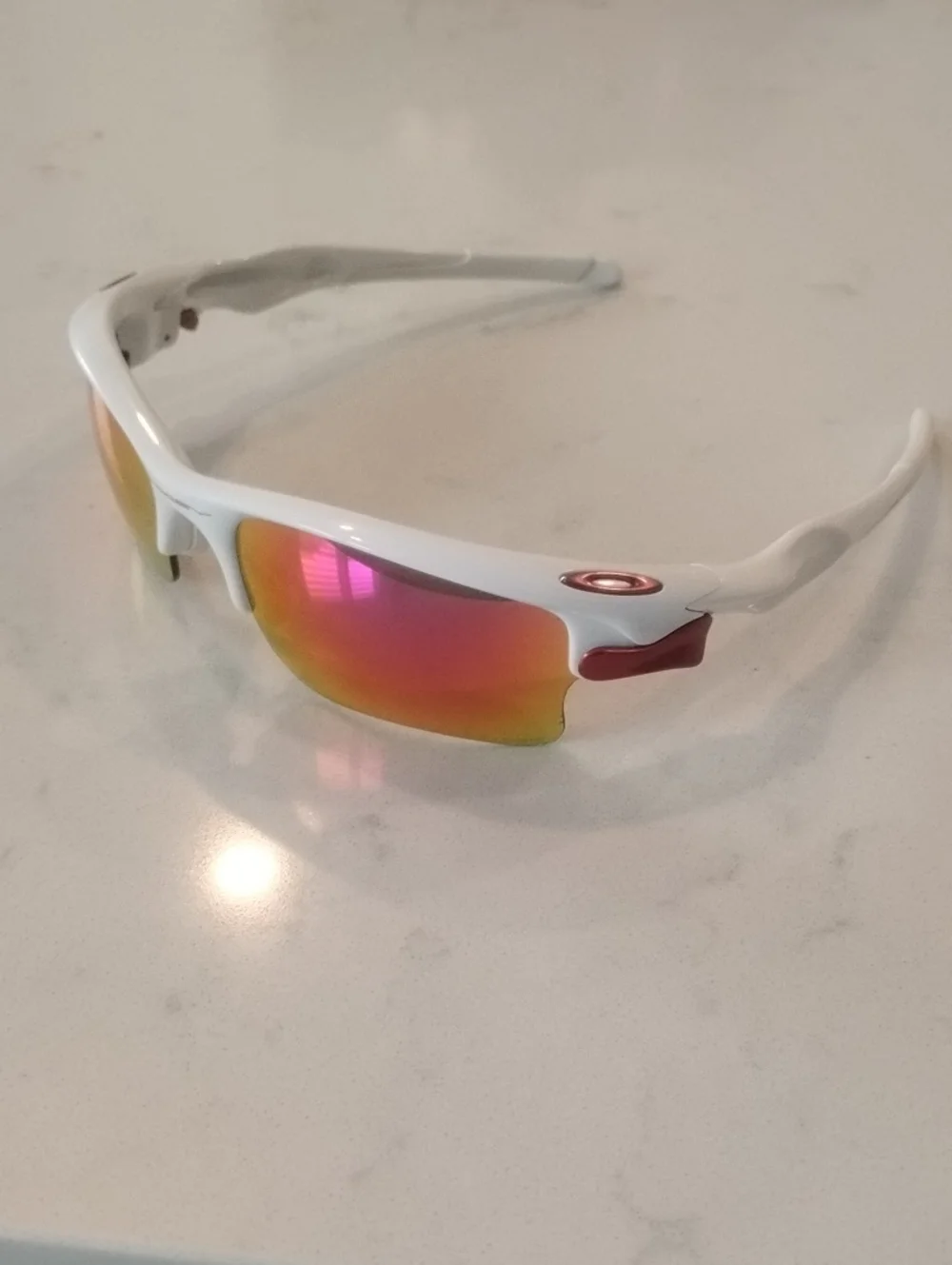Oakley Polarized Fast jacket White Frames With Pink/Orange Lenses